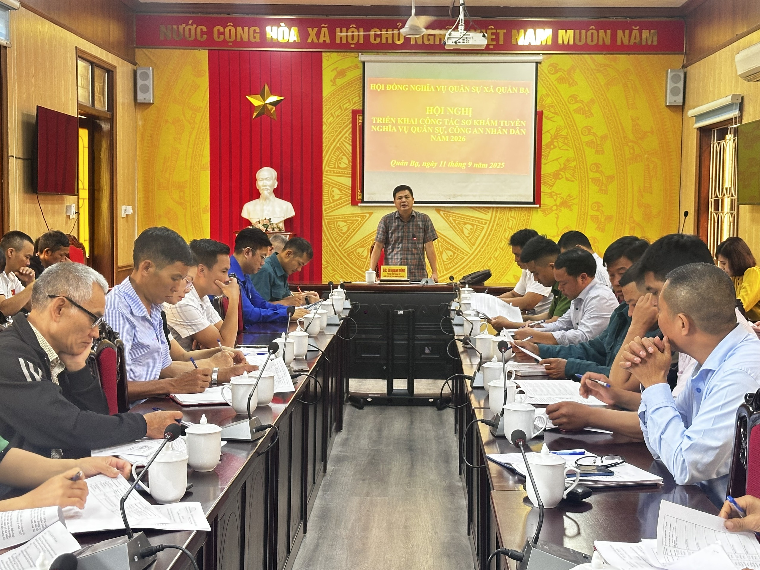 Xã Quản Bạ Hội nghị triển khai công tác sơ khám tuyển nghĩa vụ Quân sự, Công an nhân dân năm 2026