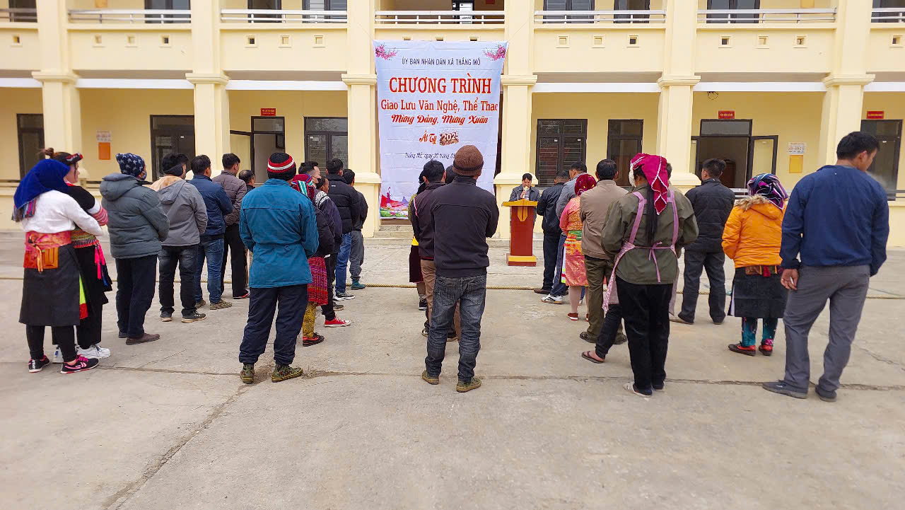 Ngày 30.1. Ủy ban nhân xã Thắng Mố tổ chức các hoạt động chương trình văn nghệ -  thể thao mừng Đảng, Mừng Xuân  Ất Tỵ năm 2025. Dự chỉ đạo có đồng chí Hầu Mí Sính, phó chủ tịch UBND xã. Thành phần tham gia 8/8 thôn. Tổng số khán giả tham gia cổ vũ 260./.