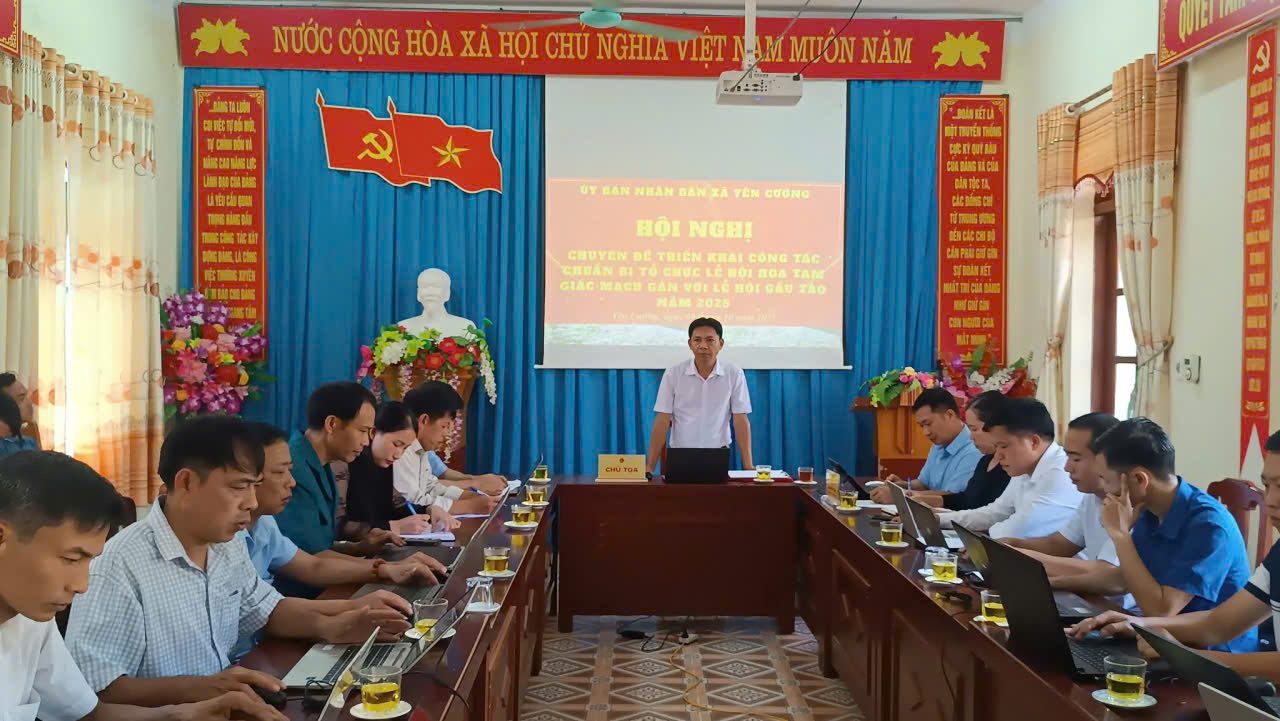 UBND xã Yên Cường tổ chức Hội nghị chuyên đề công tác chuẩn bị Lễ hội Hoa Tam giác mạch gắn với Lễ hội Gầu Tào năm 2025
